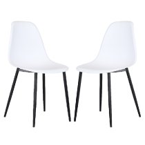 Arta Curve White Plastic Seat Dining Chairs In Pair