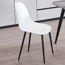 Arta Curve White Plastic Seat Dining Chairs In Pair