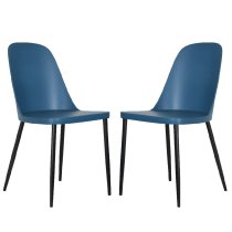 Arta Duo Blue Plastic Seat Dining Chairs In Pair