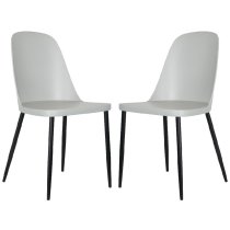 Arta Duo Light Grey Plastic Seat Dining Chairs In Pair