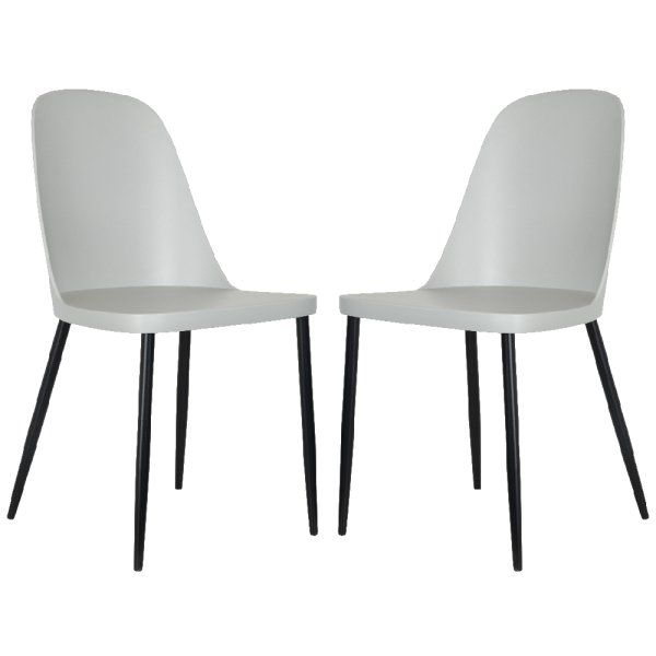 Arta Duo Light Grey Plastic Seat Dining Chairs In Pair