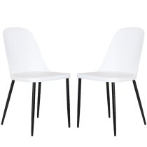 Arta Duo White Plastic Seat Dining Chairs In Pair