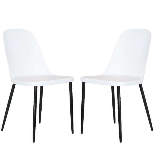 Arta Duo White Plastic Seat Dining Chairs In Pair