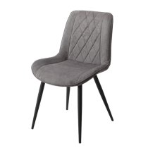 Arta Diamond Stitch Dark Grey Fabric Dining Chairs In Pair