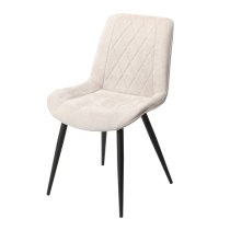 Arta Diamond Stitch Natural Fabric Dining Chairs In Pair