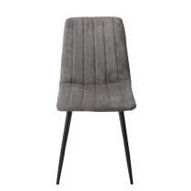 Arta Straight Stitch Dark Grey Fabric Dining Chairs In Pair