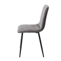 Arta Straight Stitch Dark Grey Fabric Dining Chairs In Pair