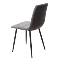 Arta Straight Stitch Dark Grey Fabric Dining Chairs In Pair