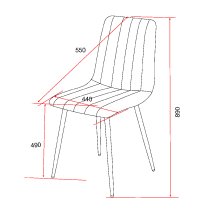 Arta Straight Stitch Dark Grey Fabric Dining Chairs In Pair