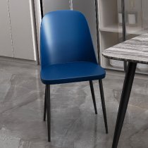 Arta Square Grey Wooden Dining Table 2 Duo Plastic Blue Chairs