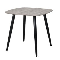 Arta Square Grey Wooden Dining Table 2 Curve Plastic Black Chairs