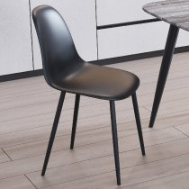 Arta Square Grey Wooden Dining Table 2 Curve Plastic Black Chairs