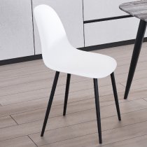 Arta Square Grey Wooden Dining Table 2 Curve Plastic White Chairs