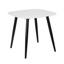 Arta Square White Wooden Dining Table 4 Dark Grey Diamond Chairs