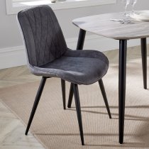 Arta Square White Wooden Dining Table 4 Dark Grey Diamond Chairs