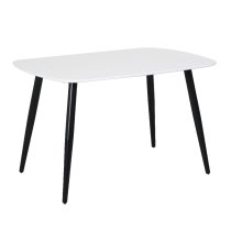 Arta White Wooden Dining Table 4 Dark Grey Straight Chairs