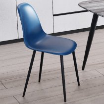 Arta White Wooden Dining Table 4 Duo Plastic Blue Chairs