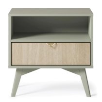 Fargo Wooden Bedside Cabinet With 1 Drawer In Green