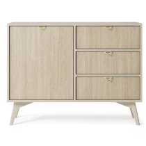 Fargo Wooden Sideboard With 1 Door 3 Drawers In Beige