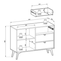 Fargo Wooden Sideboard With 1 Door 3 Drawers In Beige