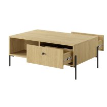 Salta Wooden Coffee Table With 2 Drawers In Salta Oak