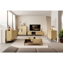 Salta Wooden Coffee Table With 2 Drawers In Salta Oak