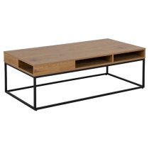 Wilf Melamine Coffee Table With Metal Frame In Wild Oak