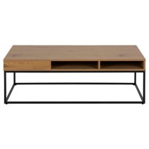 Wilf Melamine Coffee Table With Metal Frame In Wild Oak