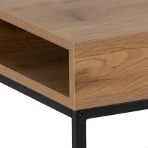 Wilf Melamine Coffee Table With Metal Frame In Wild Oak