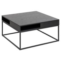 Wilf Melamine Coffee Table Square With Metal Frame In Ash Black