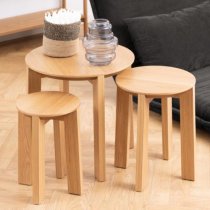 Maxims Wooden Nest Of 3 Tables Round In Matt Oak