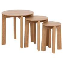 Maxims Wooden Nest Of 3 Tables Round In Matt Oak