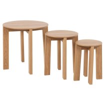 Maxims Wooden Nest Of 3 Tables Round In Matt Oak