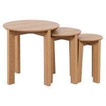 Maxims Wooden Nest Of 3 Tables Round In Matt Oak