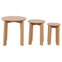 Maxims Wooden Nest Of 3 Tables Round In Matt Oak