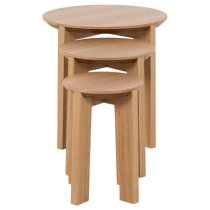 Maxims Wooden Nest Of 3 Tables Round In Matt Oak