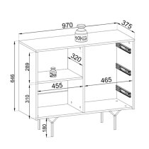 Reno Wooden Sideboard Small With 1 Door 3 Drawers In Graphite