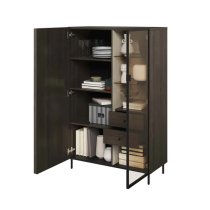 Prato Wooden Display Cabinet 2 Doors In Portland Ash With LED