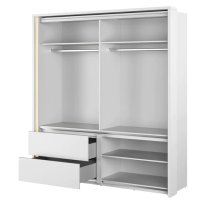 Tacoma Mirrored Wardrobe Large 2 Sliding Doors In White With LED