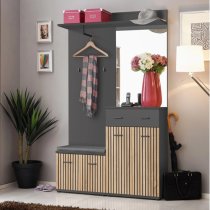 Moena Wooden Hallway Storage Cabinet Tall In Anthracite