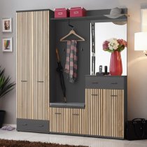 Moena Wooden Hallway Storage Cabinet Tall 2 Doors In Anthracite