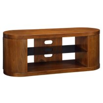 Curved Wooden LCD TV STand In Walnut Veneer