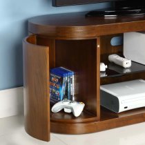 Curved Wooden LCD TV STand In Walnut Veneer