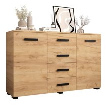 Beilla Wooden Sideboard 2 Doors 4 Drawers In Golden Oak