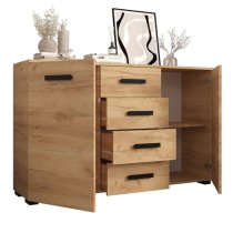 Beilla Wooden Sideboard 2 Doors 4 Drawers In Golden Oak