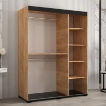 Beilla I Mirrored Wardrobe 2 Sliding Doors 150cm In Golden Oak