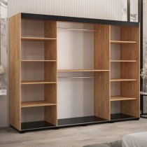 Beilla I Mirrored Wardrobe 2 Sliding Doors 250cm In Golden Oak