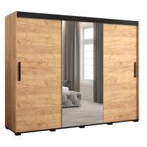 Beilla I Mirrored Wardrobe 2 Sliding Doors 250cm In Golden Oak