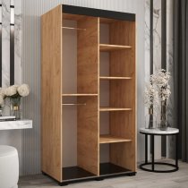 Beilla II Mirrored Wardrobe 2 Sliding Doors 100cm In Golden Oak