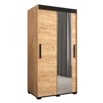 Beilla II Mirrored Wardrobe 2 Sliding Doors 100cm In Golden Oak